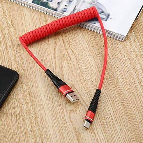 AM32 | Typ-C 1M | Spirálový USB kabel pro nabíjení telefonu | Rychlé nabíjení 3.0 2.4A