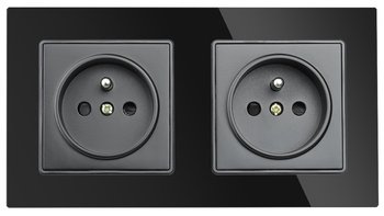 SC80-2 | Double socket with grounding | Black | Glass | 230V