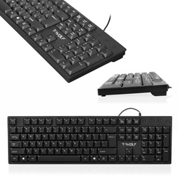 T15 | Wired flat keyboard with numeric keypad, low-profile buttons, for the office, silent