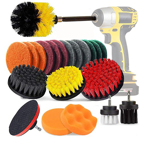 UP-12-22PCS | A set of 22 brushes, pads and cleaning sponges for mounting in a drill / screwdriver