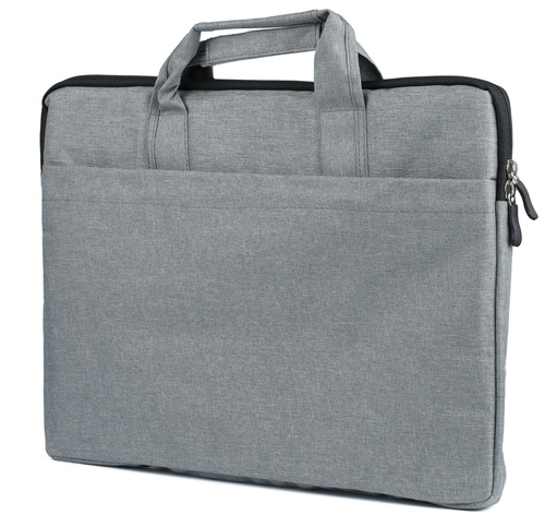 BR03 | Tasche, 15,6" Laptophülle | Tragegriffe, Schulterriemen, Seitentasche | grau