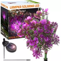 FLD-16-PURPLE | Kwiatek solarny | Ogrodowa lampa solarna LED Storczyk bukiet | 60 cm, 600 mAh