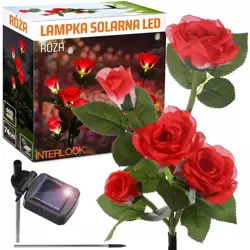 FLD-35-RED | Kwiatek solarny | Ogrodowa lampa solarna LED Róże czerwone | 74 cm, 600 mAh