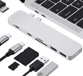 HUB | Rozdzielacz USB-C na 2x USB-A + 2x USB-C + kart SD + TF + HDMI | adapter, rozgałęźnik typ C 7w1