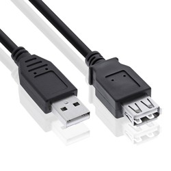 UE2.0-1.5M-Black | Przedłużacz USB | wtyki męski + żeński | 1.5 metra