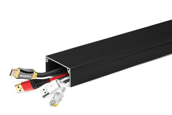 ZXC-20-2M | Listwa maskująca do kabli RTV, kanał kablowy, maskownica | Taśma samoprzylepna 3M | 2 metry, 40x20mm, czarna