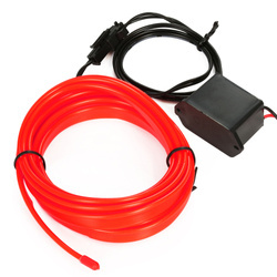 Zestaw El Wire Czerwony 3M - Światłowód Ambient Light EL Wire z odzielnym inverterem 12V
