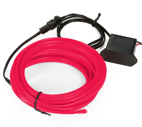Zestaw El Wire Różowy 4M - Światłowód Ambient Light EL Wire z dołączonym inverterem 12V