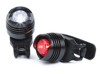 Zestaw lampek rowerowych LED na przód i tył roweru | Biała i czerwona, 3 tryby świecenia, baterie CR2032