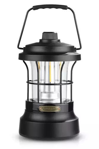 MY-880 | Lampka kempingowa LED w stylu retro z funkcją powerbanka | Płynna regulacja jasności i barwy | 3000mAh, 20-260lm, 5-120h, IPX6 | Czarna