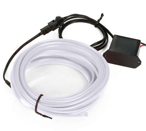 Zestaw El Wire Biały zimny 5M - Światłowód Ambient Light EL Wire z dołączonym inverterem 12V