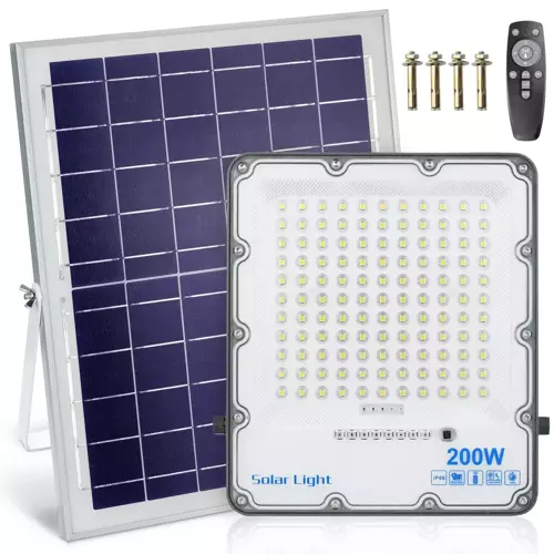 Zestaw Naświetlacz LED 200W + Panel solarny 6V/12W z pilotem | 3500lm, 9000mAh, IP66